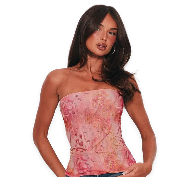 White Fox Libbie Strapless Beaded Bustier Rose Whispers
