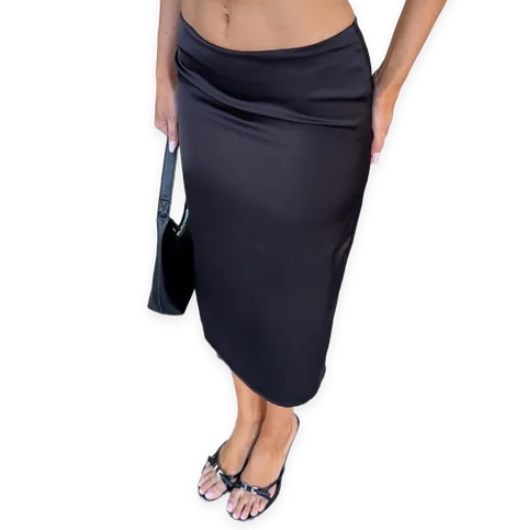 White Fox Honey Glow Midi Skirt Black