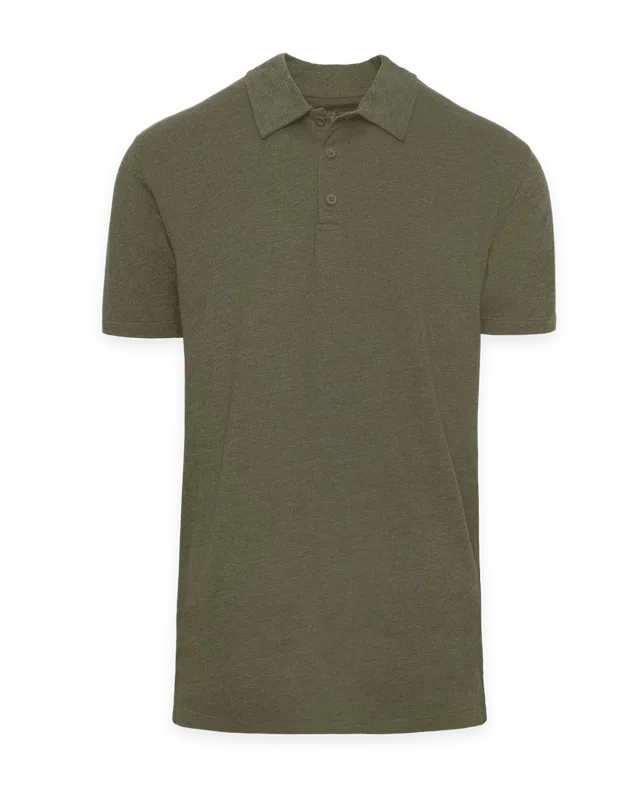 True Classic Heather Military Green Short Sleeve Tall Polo