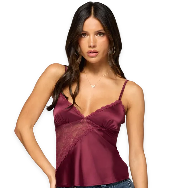 Edikted Julliet Lacey Satin Effect Top