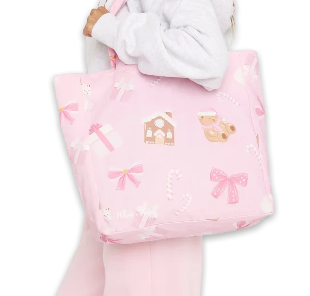 White Fox By The Tree Tote Bag Sugar Plum Pink