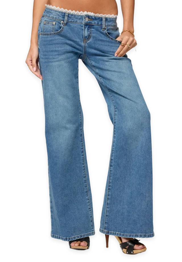 Edikted Girla Low Rise Wide Leg Jeans