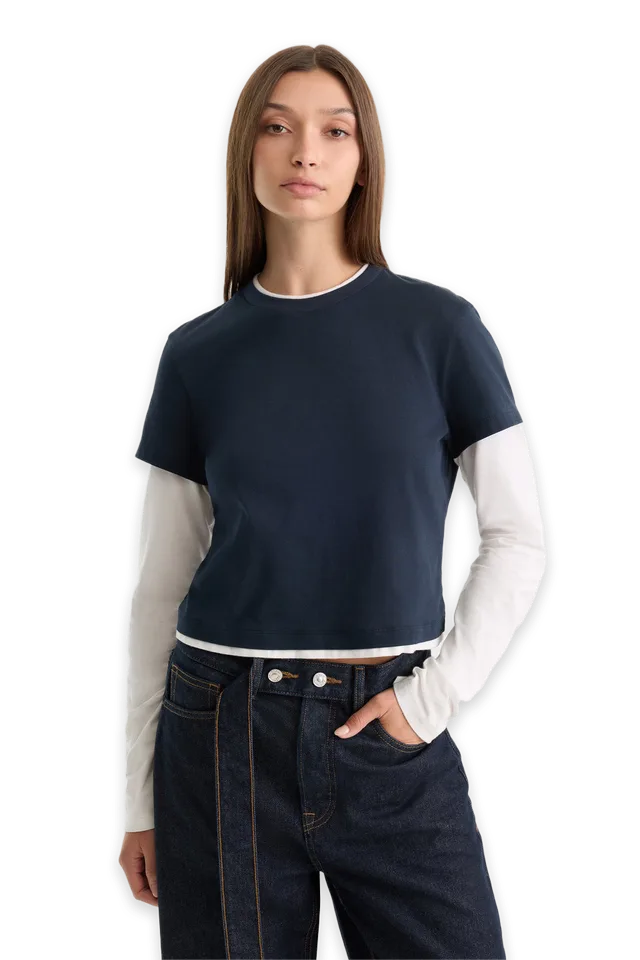 Good American THE COMBO LAYERED TEE