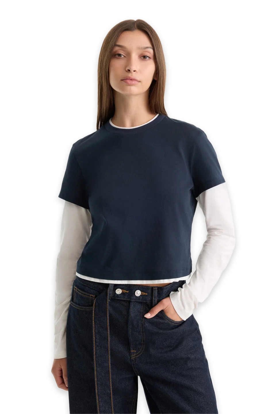 Good American THE COMBO LAYERED TEE