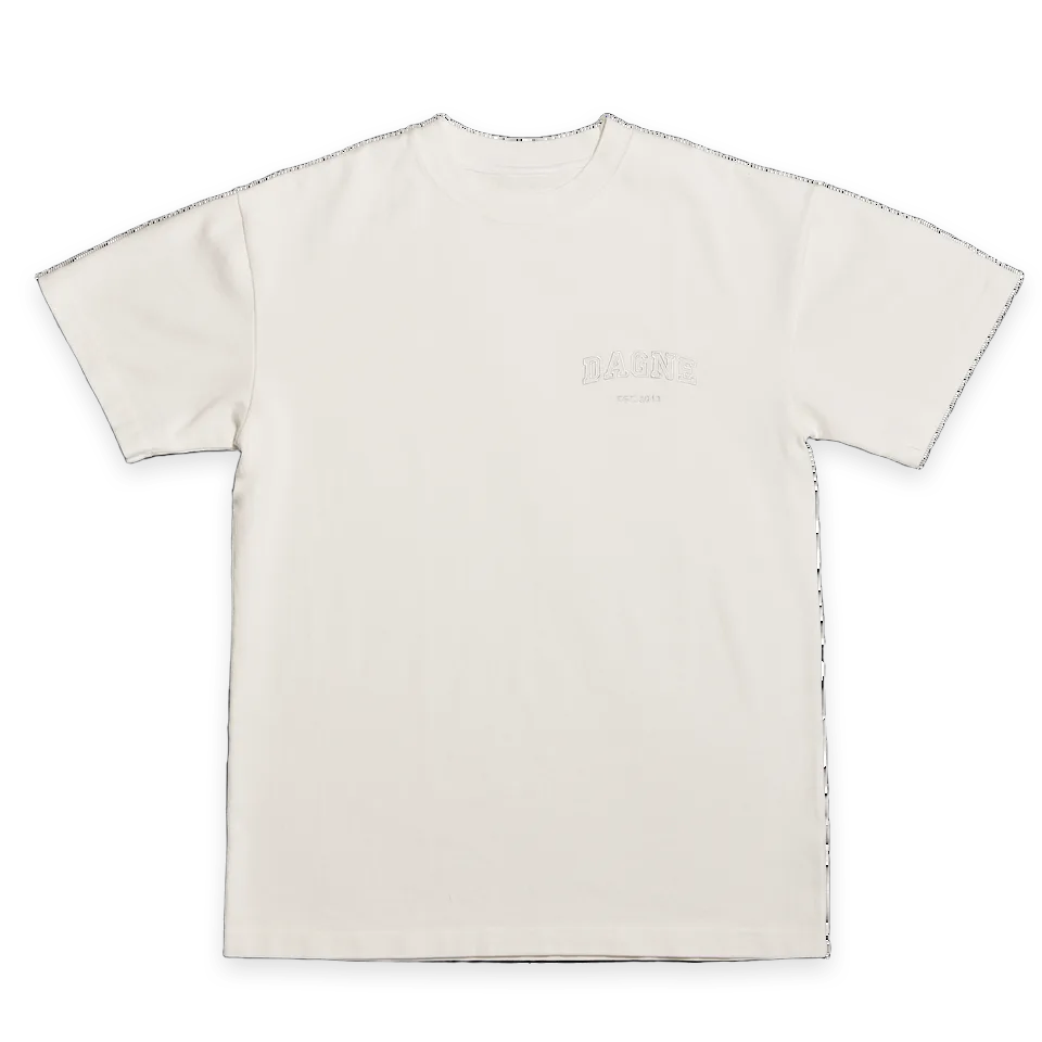 Dagne Dover Varsity Logo T-shirt in Moonbeam, Large