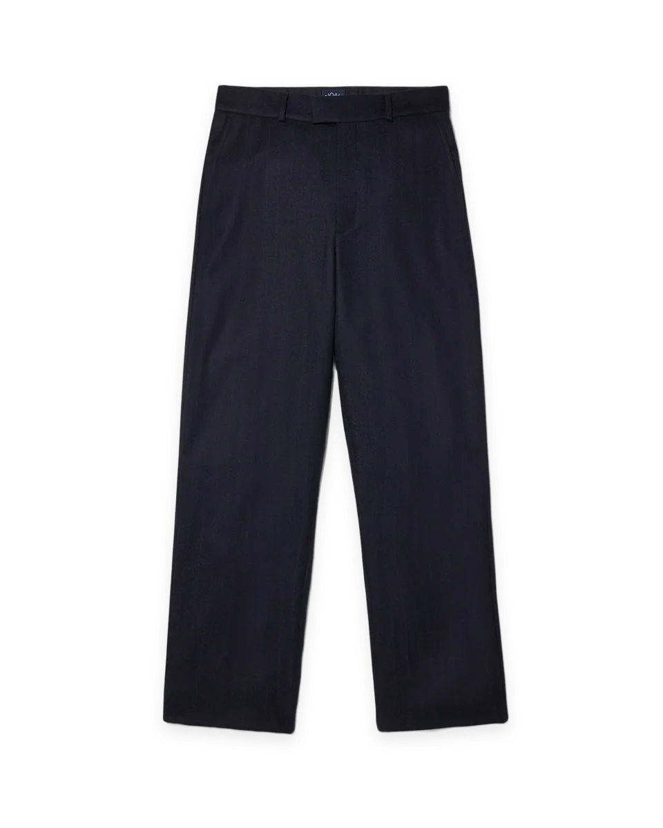 Noah Flat Front Chalk Stripe Wool Trouser