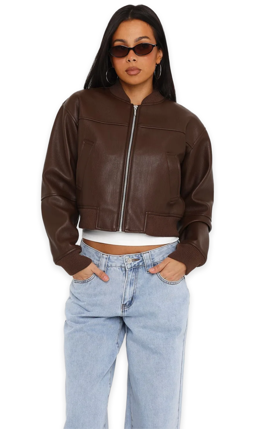 White Fox Growing Stronger PU Jacket Chocolate, photo 2