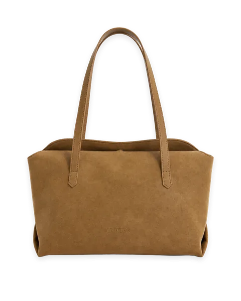 White Fox Annabella Shoulder Bag Sand Faux Suede