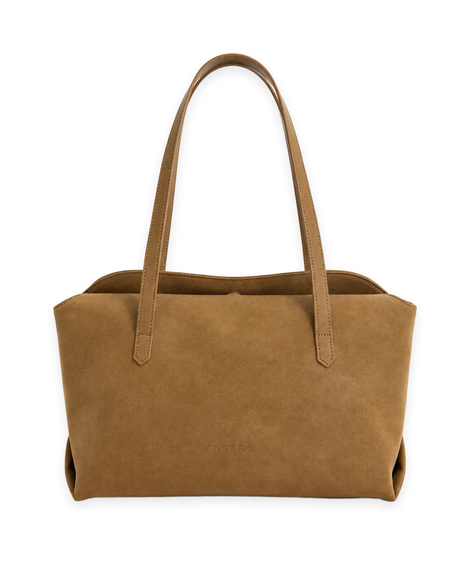 White Fox Annabella Shoulder Bag Sand Faux Suede, photo 3