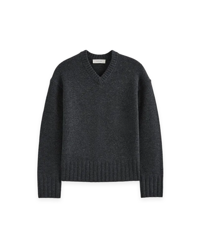 Everlane V-Neck Sweater in Extrafine Luxe Merino · Heathered Soot