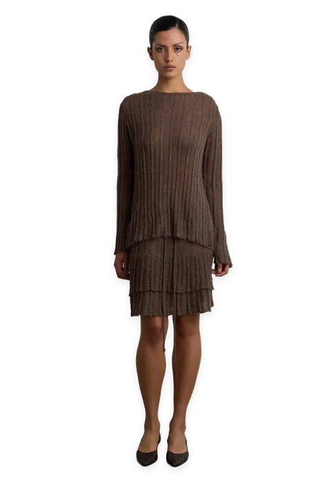 Oak + Fort DRIFT KNIT MIDI SKIRT