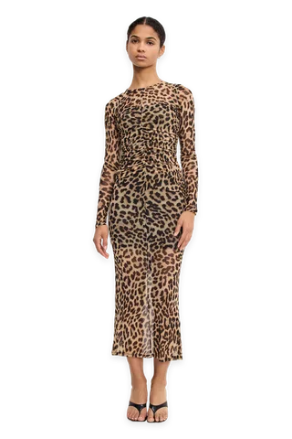 Good American MESH RUCHED MAXI DRESS