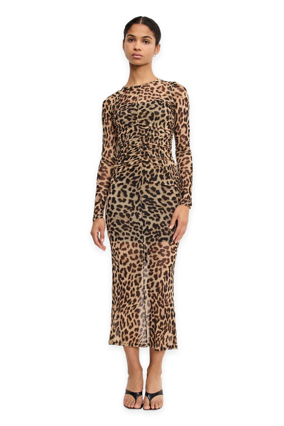 Good American MESH RUCHED MAXI DRESS