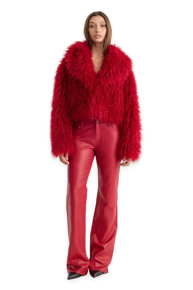 Good American BETTER THAN LEATHER VINTAGE LOW RISE BOOTCUT PANT · CARMINE
