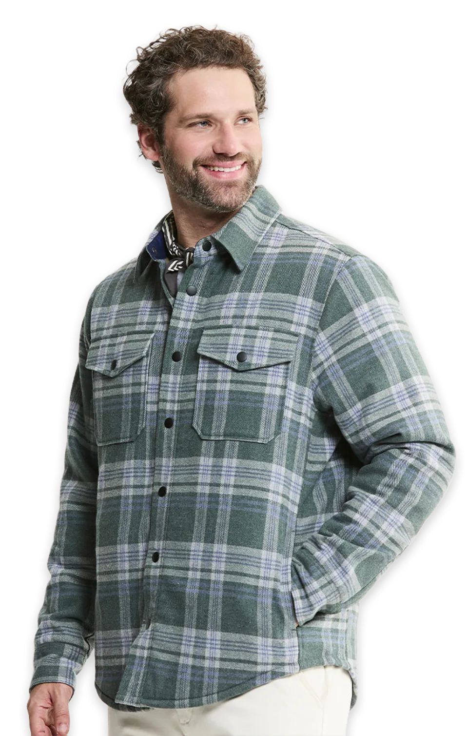 Jachs NY Quilted Lined Lyocell Flannel Shirt Jacket