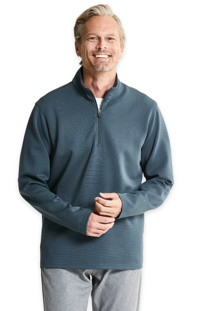 Jachs NY Performance Micro Stripe Knit Quarter Zip