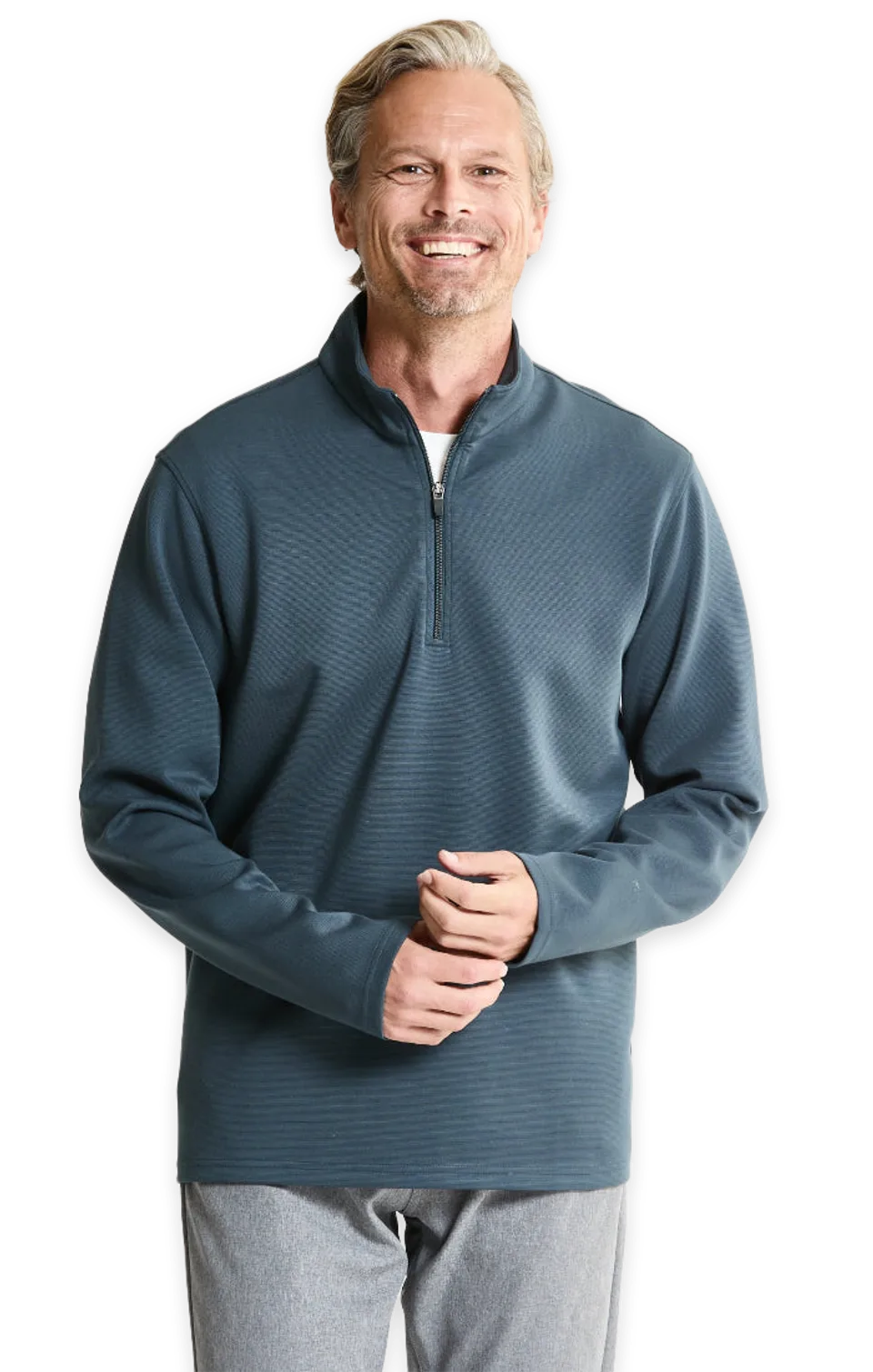 Jachs NY Performance Micro Stripe Knit Quarter Zip