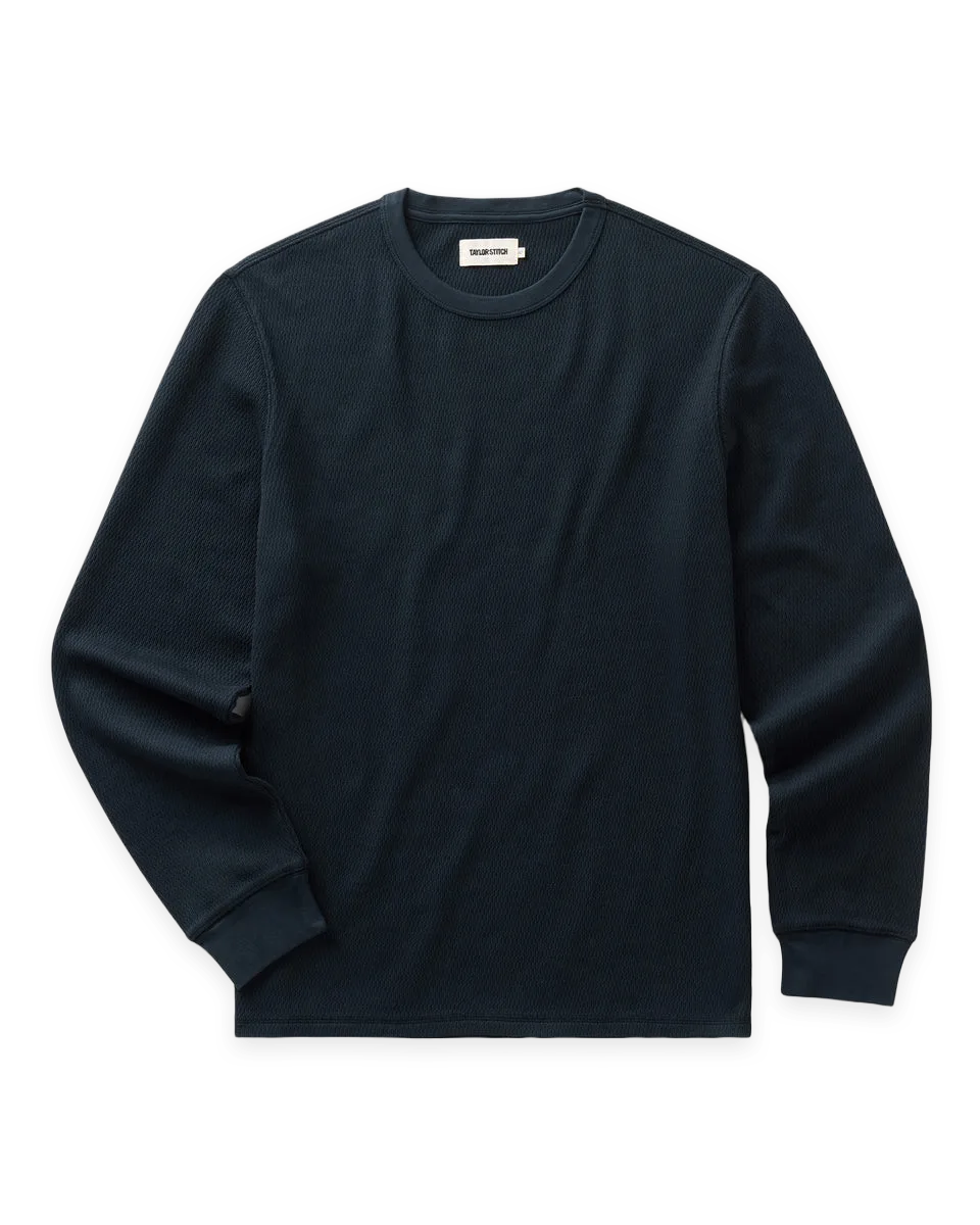 Taylor Stitch The Organic Cotton Crew in Dark Navy Waffle