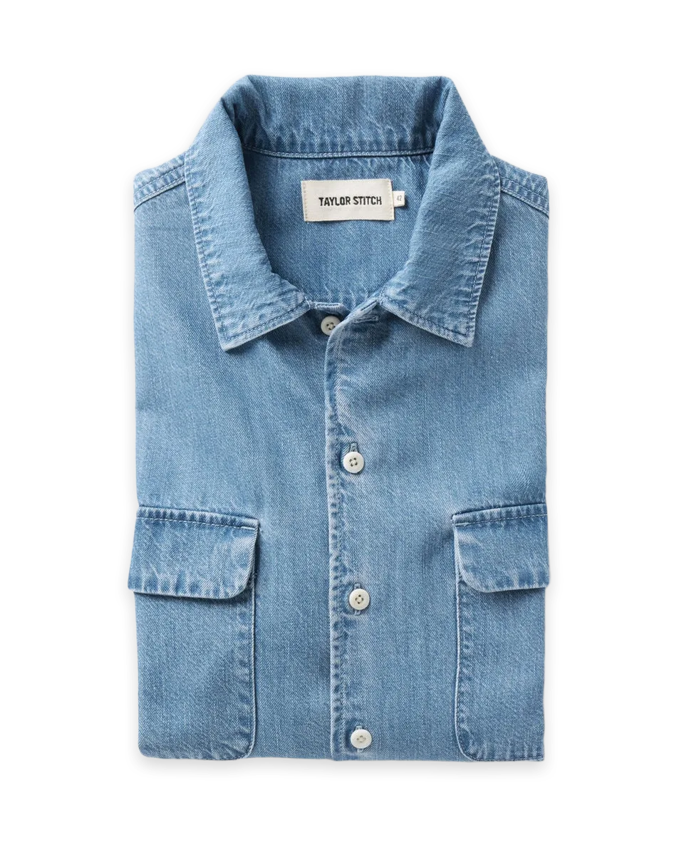 Taylor Stitch The Shore Shirt in Washed Indigo Twill