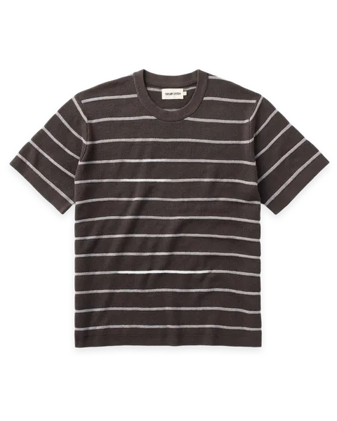 Taylor Stitch The Brody Sweater Tee in Espresso Stripe