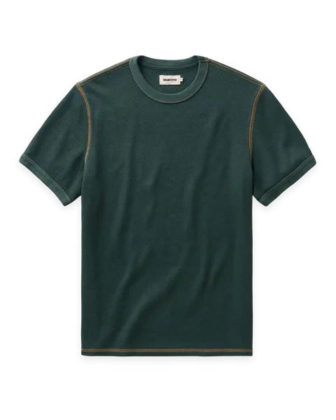 Taylor Stitch The Organic Cotton Short Sleeve Crew in Dark Forest Waffle