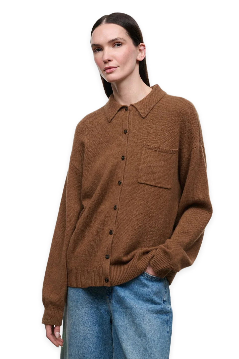 Staud Cameron Cashmere Cardigan · Cigar, photo 2