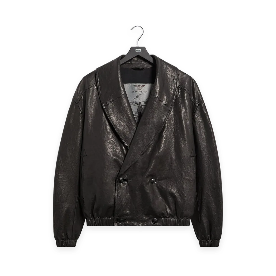 Kith Giorgio Armani & Kith Lamb Leather High Neck Flight Jacket