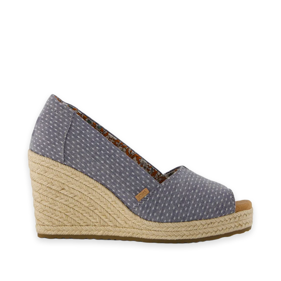TOMS Womens Essential Wedge Niagara Mist Chambray Dot