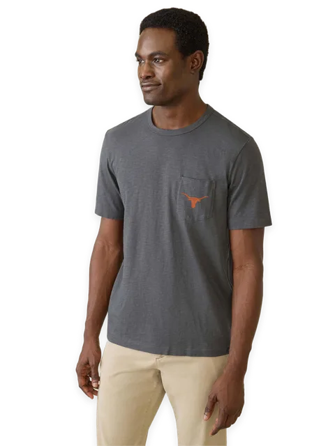 Faherty University of Texas Sunwashed Regenerative Pocket Tee