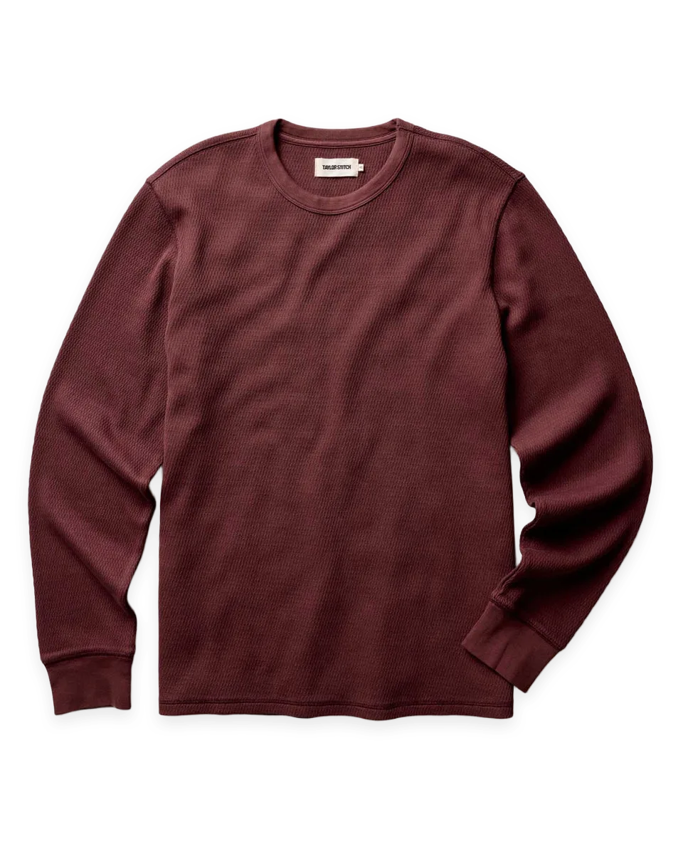 Taylor Stitch The Organic Cotton Crew in Burgundy Waffle