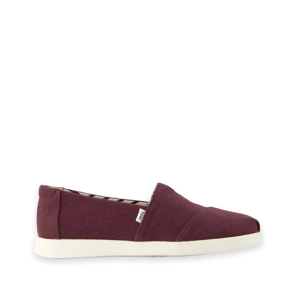 TOMS Womens Alpargata Plus Burgundy Heritage Canvas