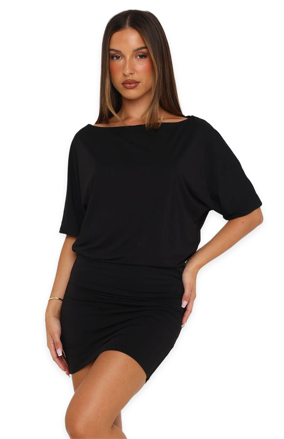 White Fox A Sweet Glimpse Short Sleeve Mini Dress Black, photo 3