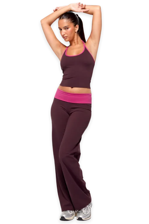 Edikted Dayna Contrast Foldover Straight Leg Pants