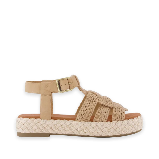 TOMS Womens Jac Fisherman Sandal Caramel Crochet