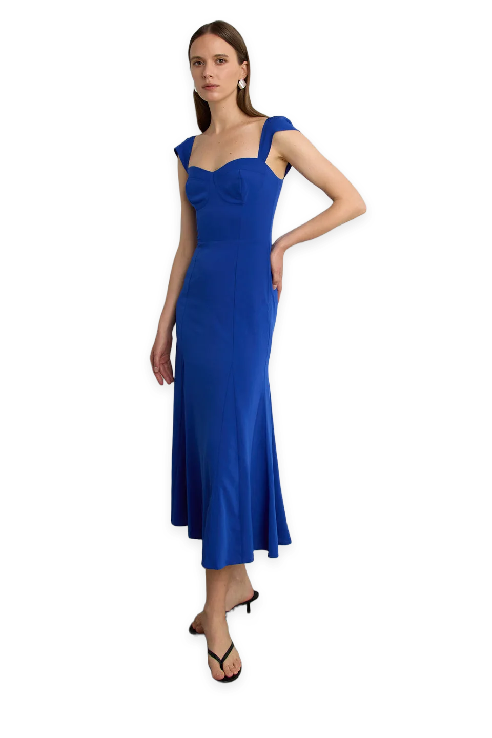 Oak + Fort SWEETHEART NECKLINE CORSET MIDI DRESS