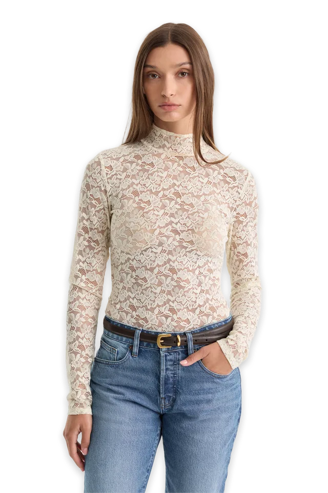 Good American THE LACE TURTLENECK BODYSUIT