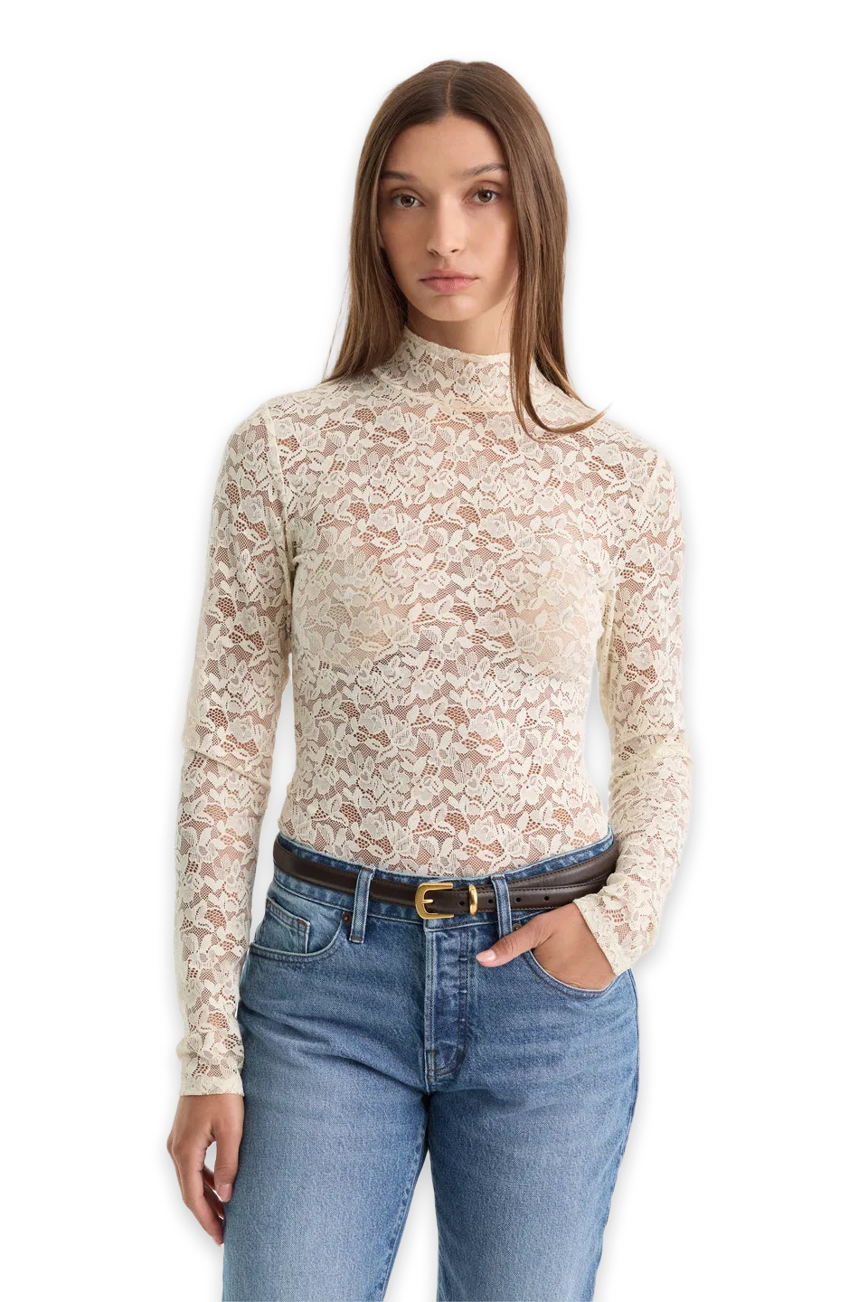 Good American THE LACE TURTLENECK BODYSUIT