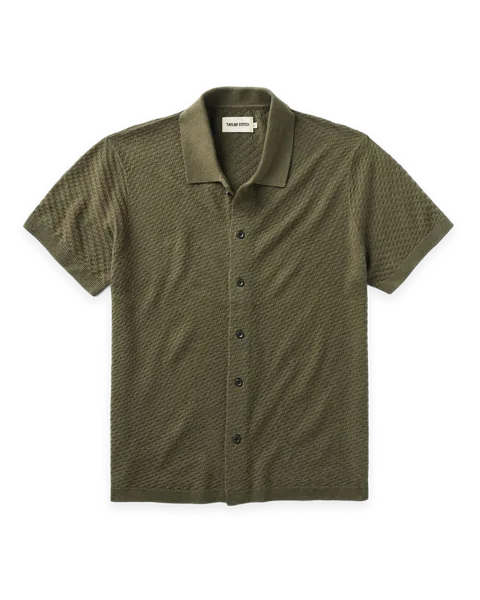 Taylor Stitch The Arlo Sweater Polo in Cilantro Texture Knit