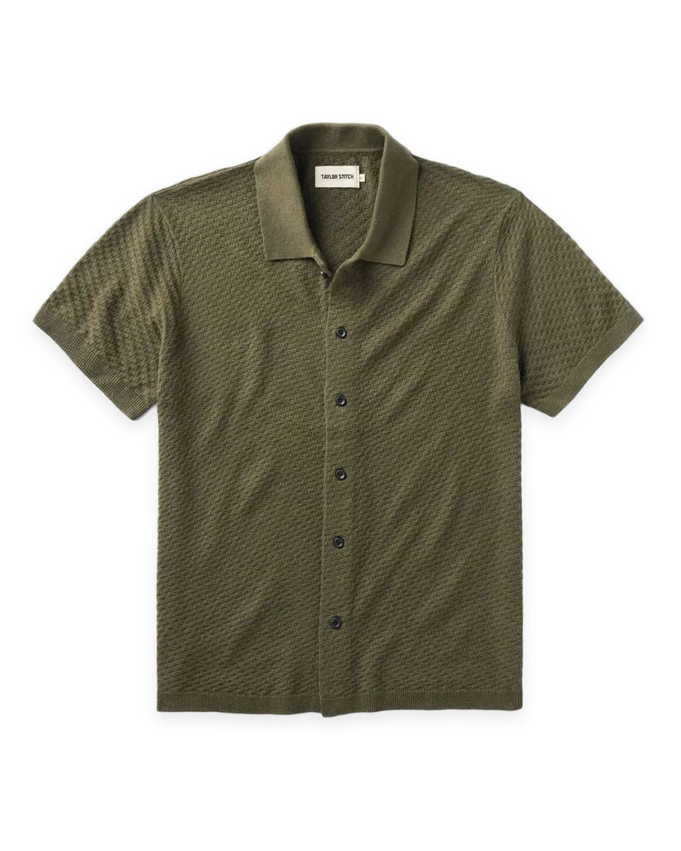 Taylor Stitch The Arlo Sweater Polo in Cilantro Texture Knit