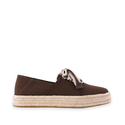 TOMS Womens Carolina Lace-Up Espadrille Hot Cocoa Deco Stitch