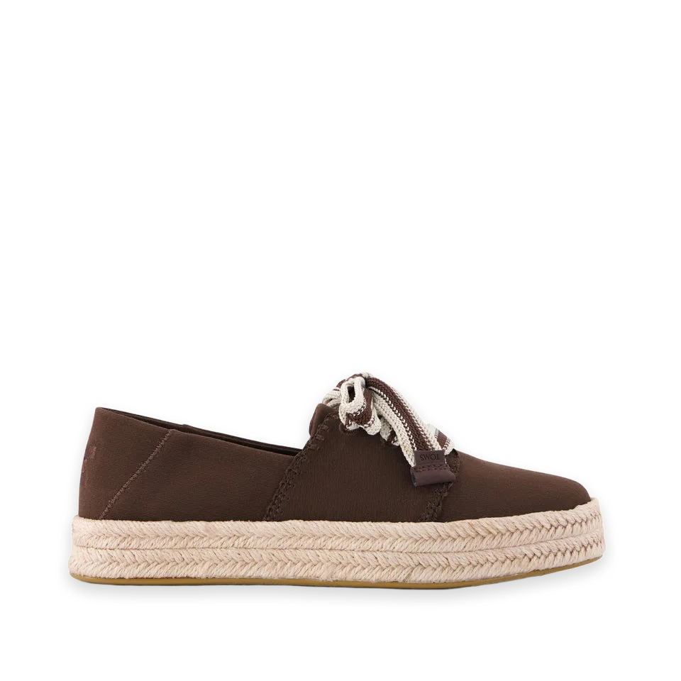 TOMS Womens Carolina Lace-Up Espadrille Hot Cocoa Deco Stitch