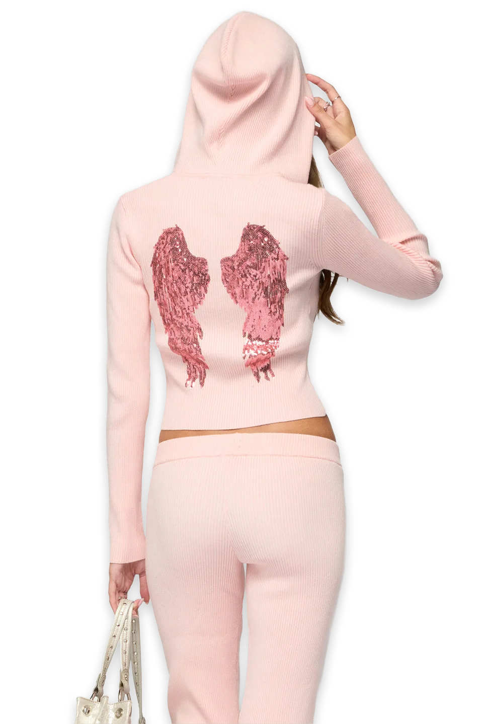 Edikted Ethie Knit Angel Zip Up Hoodie
