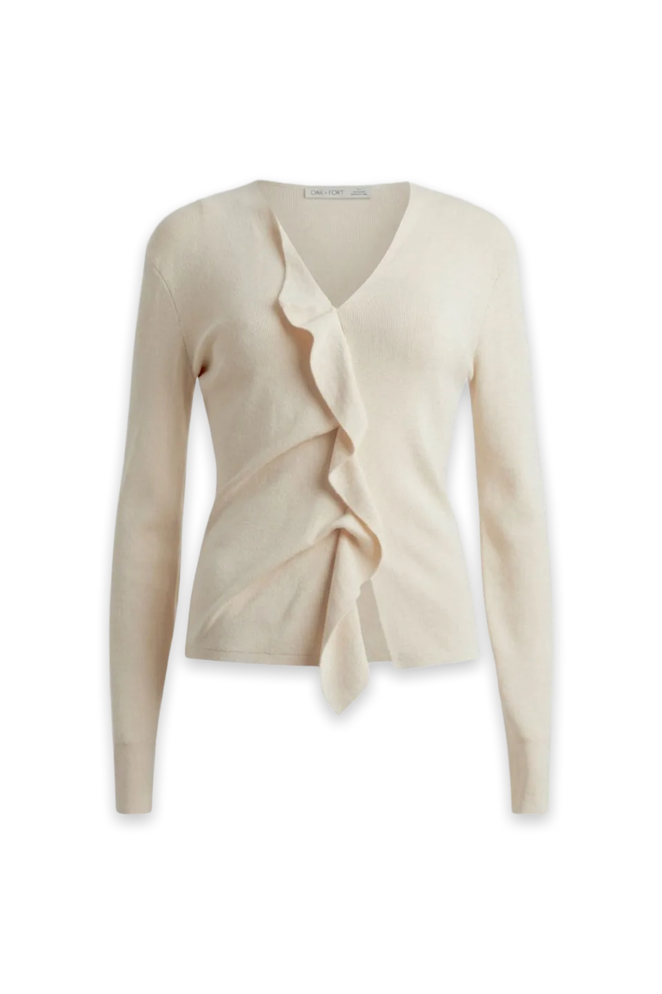 Oak + Fort RUFFLE V-NECK SWEATER