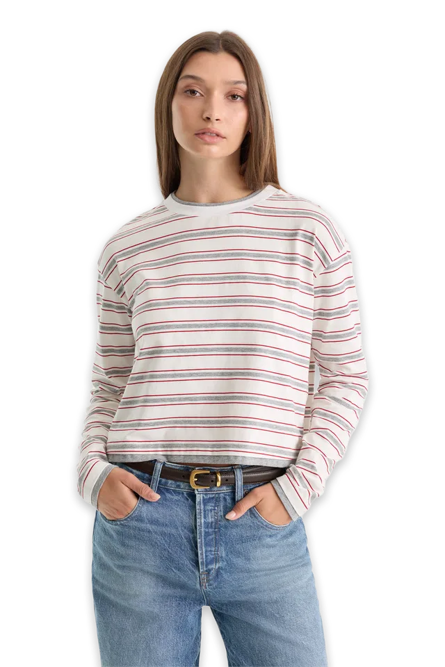 Good American THE LONG SLEEVE LAYERED TEE