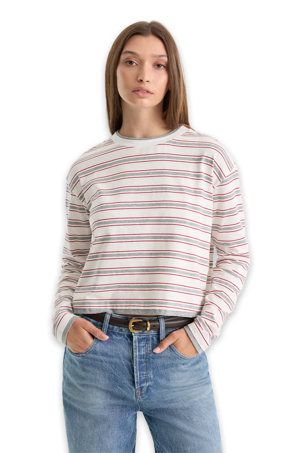 Good American THE LONG SLEEVE LAYERED TEE
