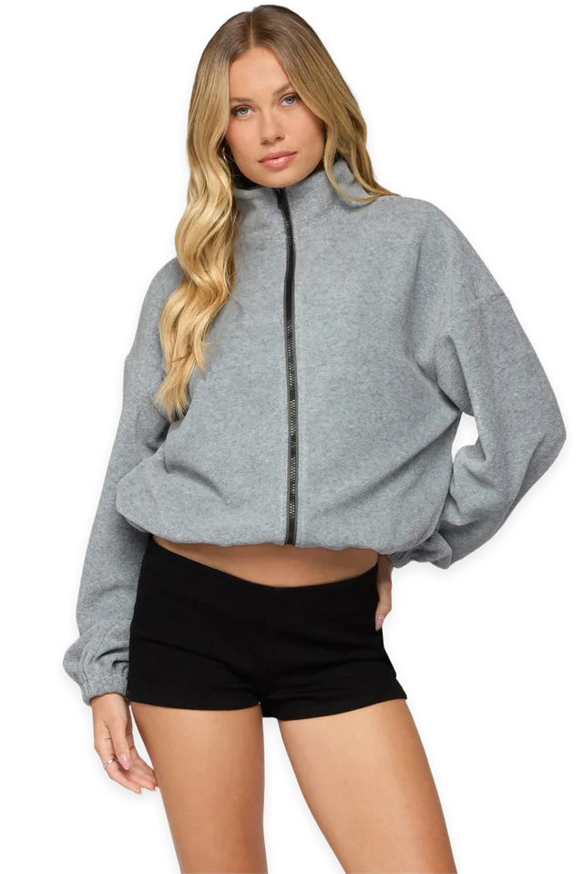 Edikted Olysa High Neck Oversized Fleece Jacket
