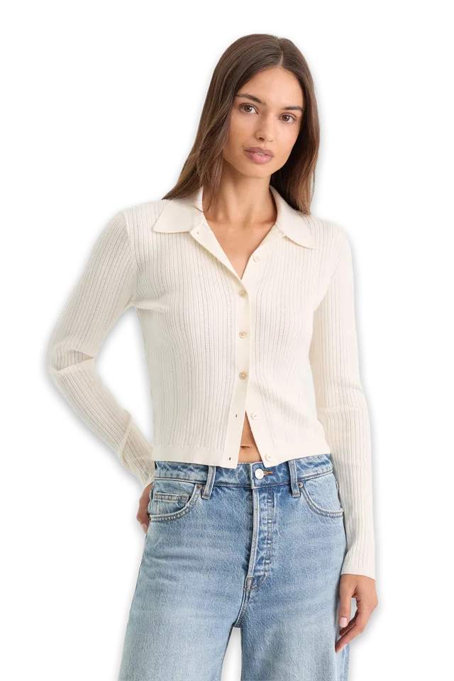 Good American THE LADDER RIB CARDIGAN