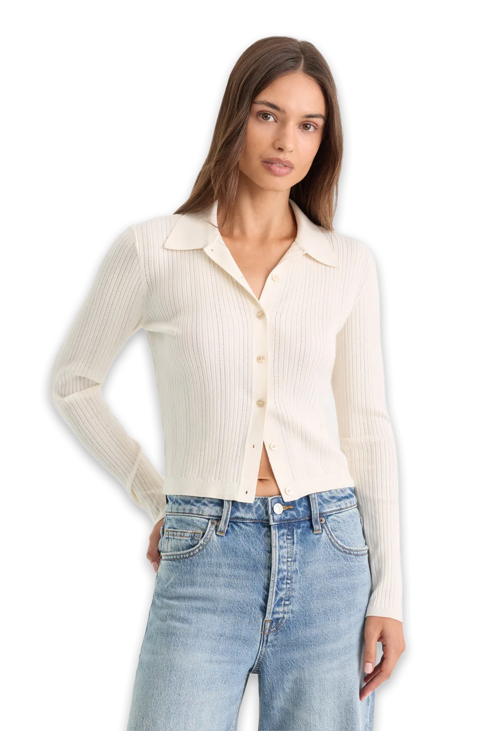 Good American THE LADDER RIB CARDIGAN
