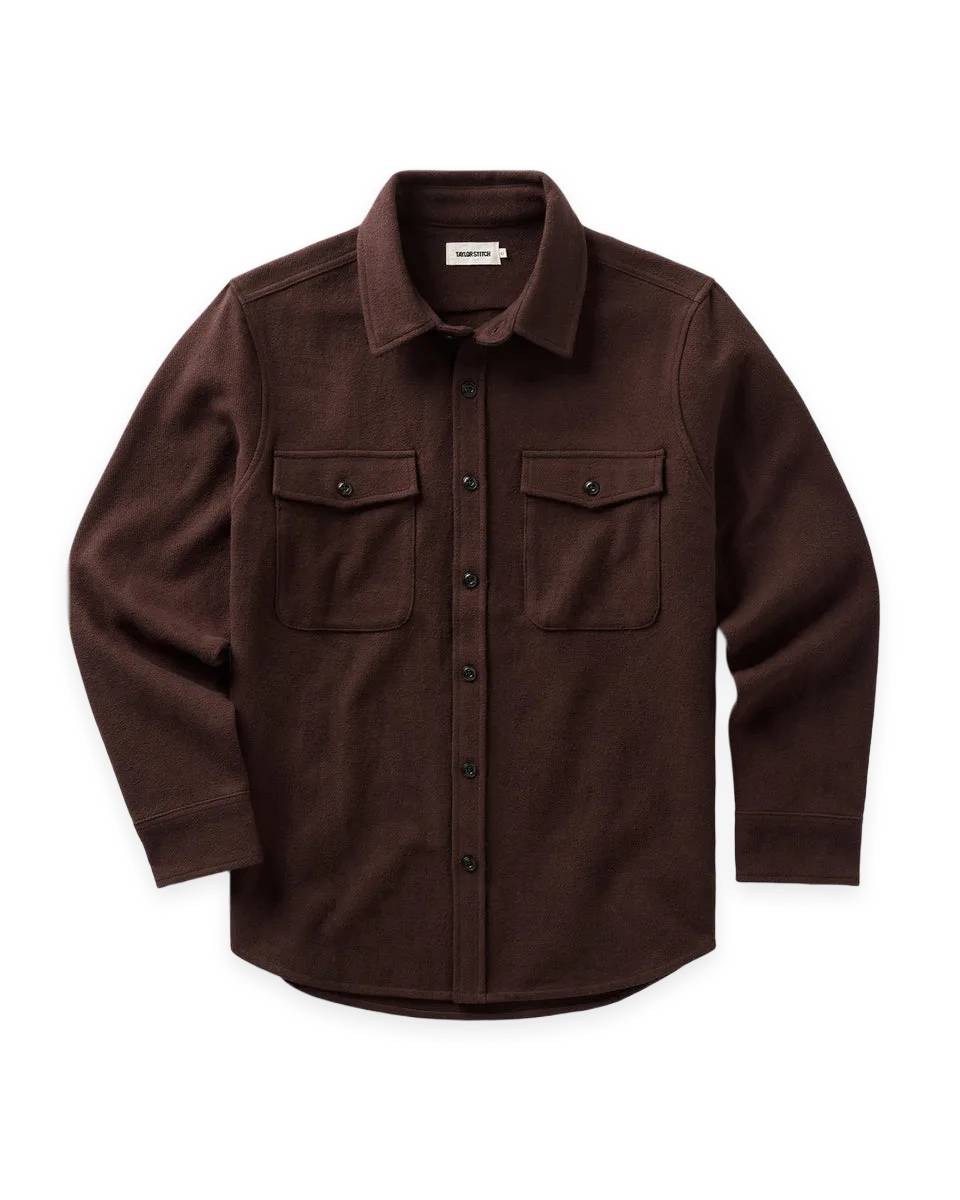 Taylor Stitch The Maritime Shirt Jacket in Burgundy Moleskin Twill