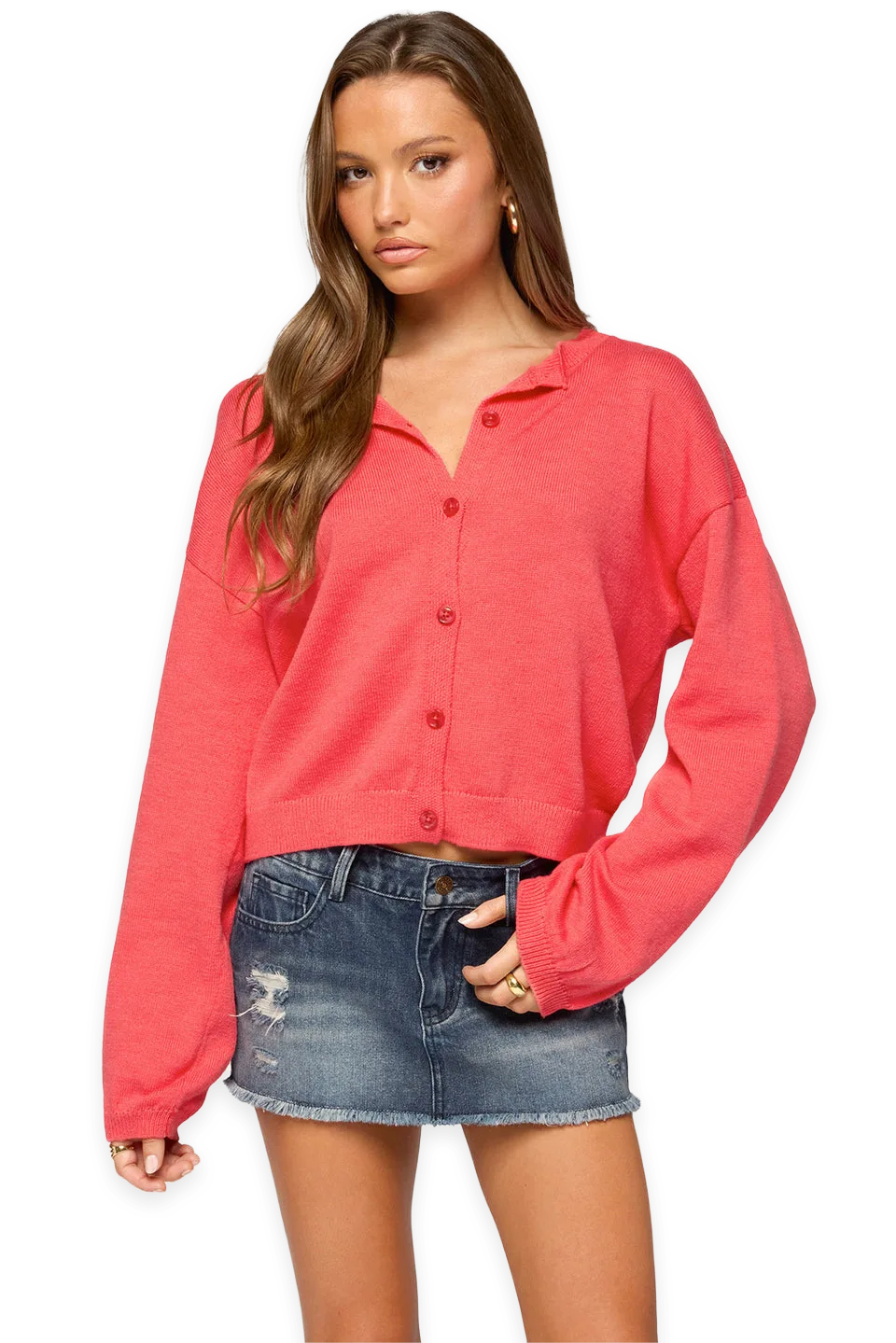 Edikted Fion Buttoned Knit Cardigan
